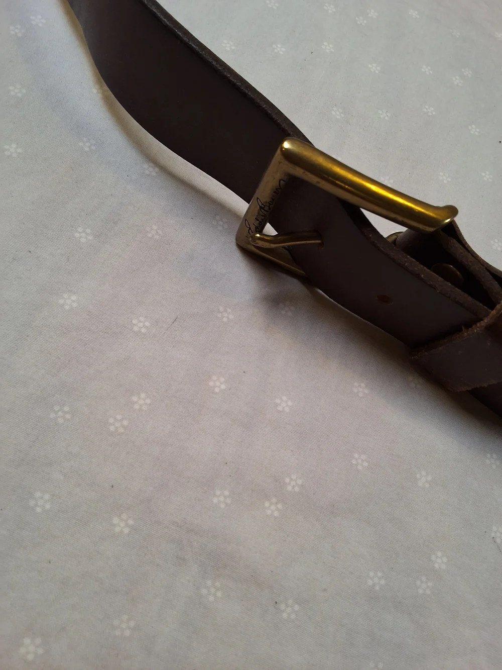 Eddie Bauer Dark Brown Leather Belt with Brass Buckle